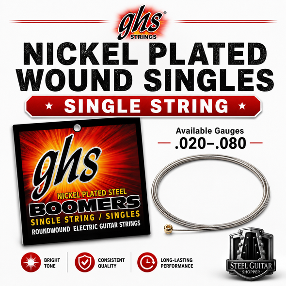 GHS Boomers Nickel Plated Steel Roundwound Guitar Single Strings