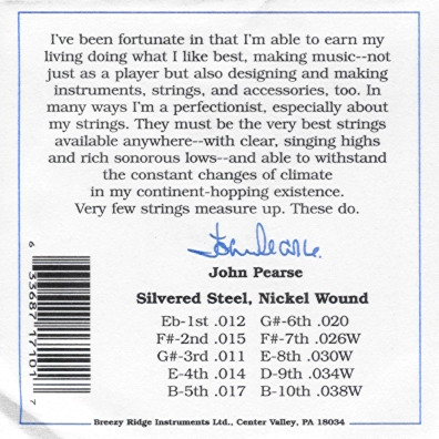 John Pearse #7100 Pedal Steel E9th Standard 10-String Set