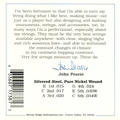 John Pearse C6th Nickel Strings - Hawaiian Steel 8-String Set (15