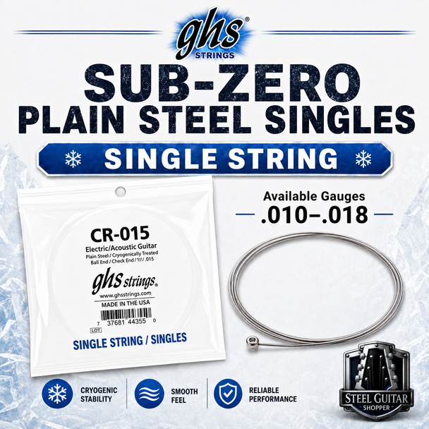 GHS Plain Steel Sub-Zero Guitar String Singles