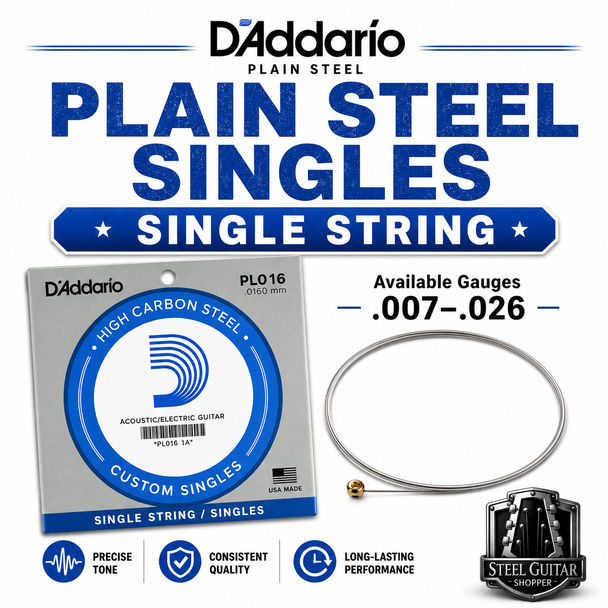 D'Addario Plain Steel Guitar Strings