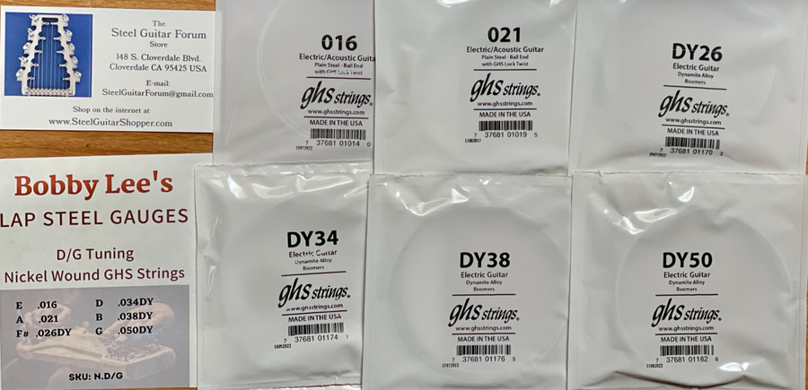 GHS D/G Nickel Wound Strings - Bobby Lee Custom Tunings - Lap Steel 6-String Set (16-50)