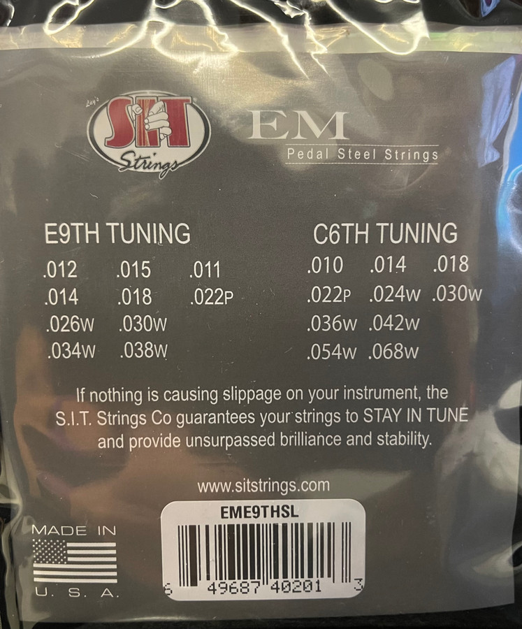 SIT E9th Nickel Plated Steel Semi-Flat "Silencers" EM Series Strings - Pedal Steel 10-String Set (11-38) - EME9THSL