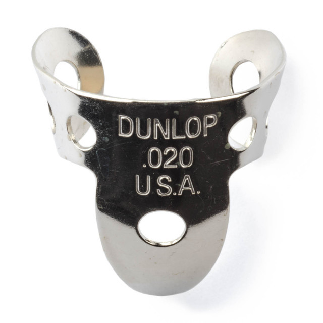 Dunlop nickel silver finger pick close up