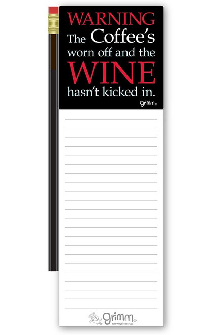 Magnetic Notepad w/Pencil Warning Wine