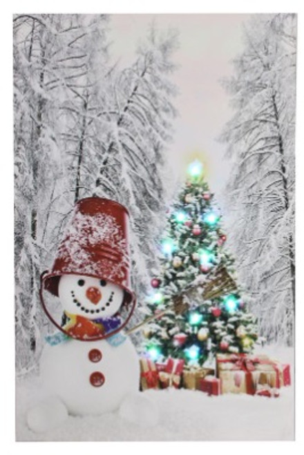 LED Snowman Print w/Tree