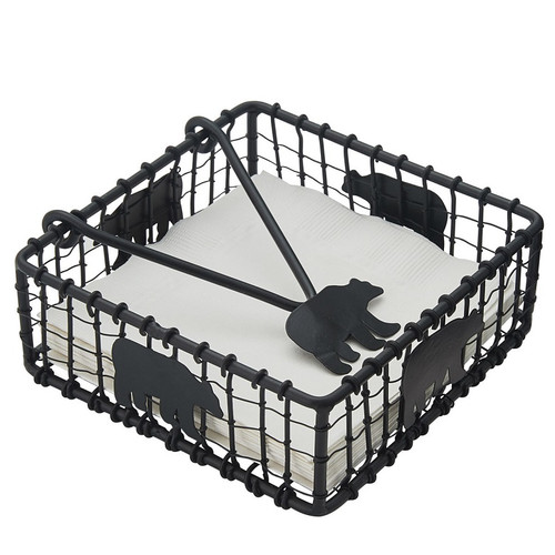 BLACK BEAR WIRE BEVERAGE NAPKIN HOLDER