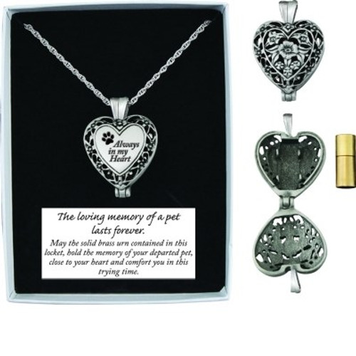 Memorial Heart Locket (Ashes) For Pets