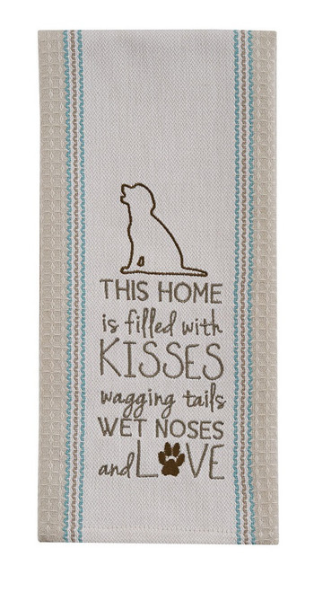 FILLED WITH KISSES EMBROIDERED DISHTOWEL