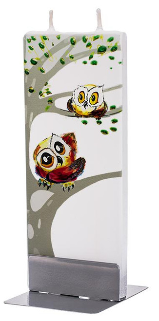 Flatyz Handpainted Flat Candle - Whimsical Owls