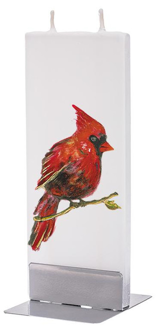Flatyz Handpainted Flat Candle - Red Cardinal Candle on Branch