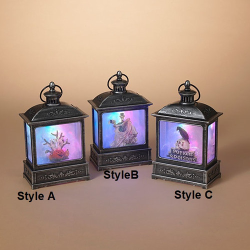 *SALE* 8.25"H  Lighted Smoky Water Globe Lantern w/ Halloween Figurine (3 Styles to Choose From)