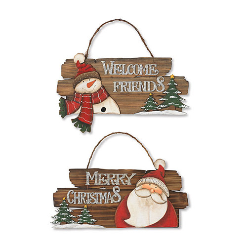 12.6"L Wood Holiday Wall Hanging, 2 Styles to choose from