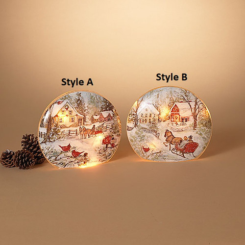 9.8"L Electric Lighted Frosted Glass Holiday Design