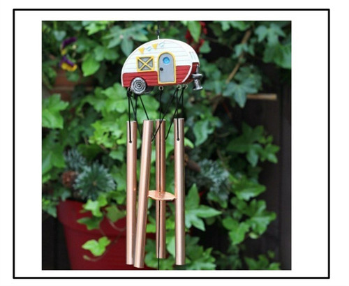 Metal Red & White Camper Wind Chime