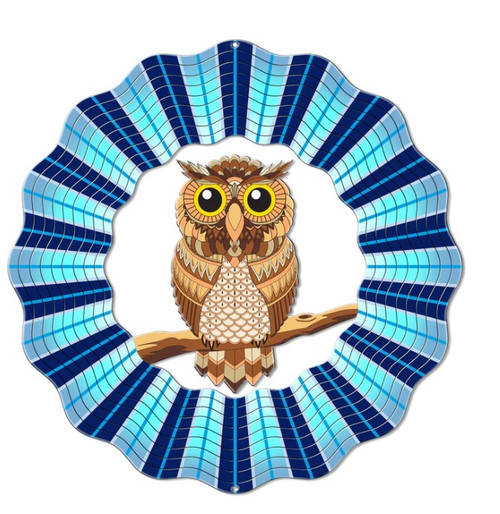 LARGE VIVID OWL WIND SPINNER 12"