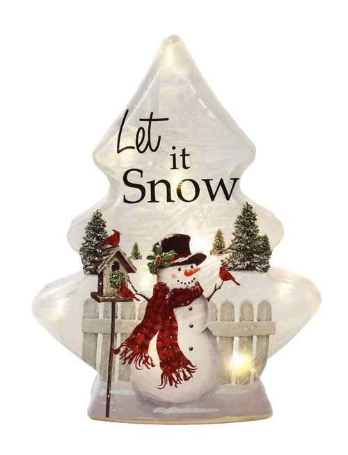 Snowman Glass Christmas Tree Lantern