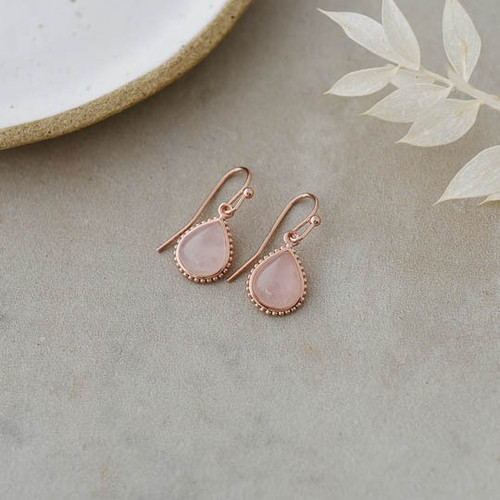 Paris Earrings-rose gold/rose quartz