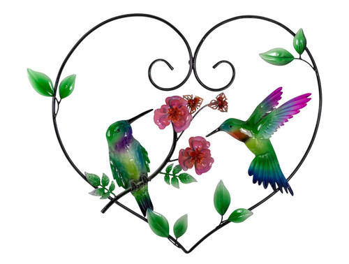 Metal Heart wallart w/hummingbirds