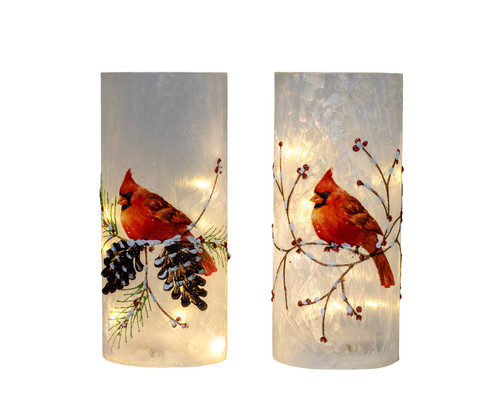 GLASS COLUMN LED CARDINAL DECOR (2 Designs to choose from)
