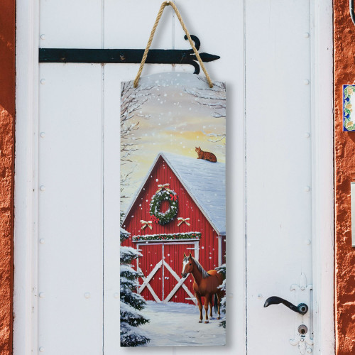 Horse & Barn in Winter - Metal Plaque