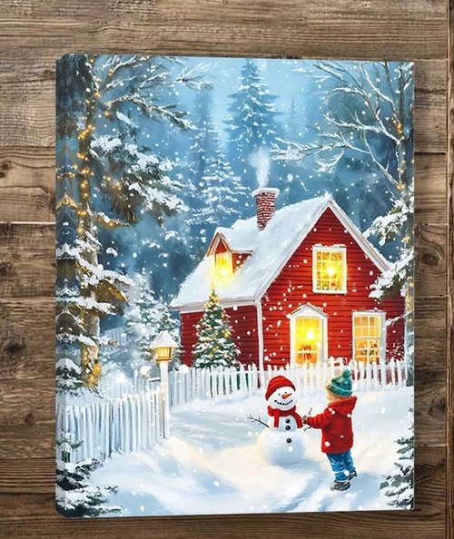 Snowman Building - LED Canvas