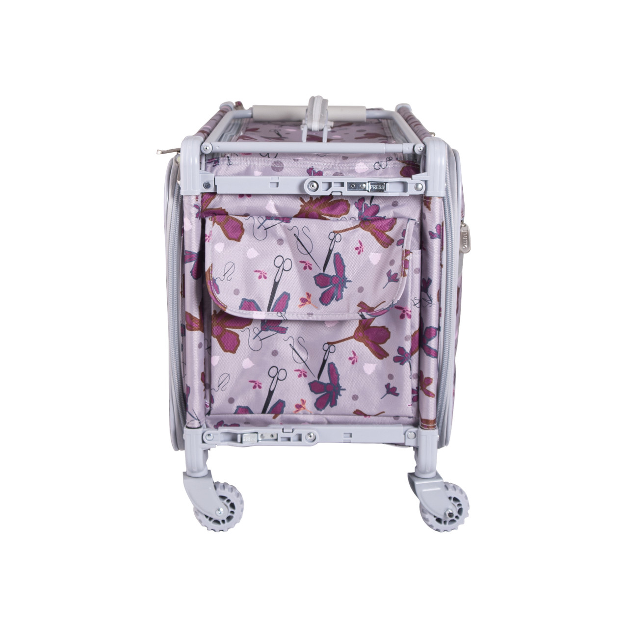 1XL -Gray Rose Gray w/ Daisies Machine On Wheels