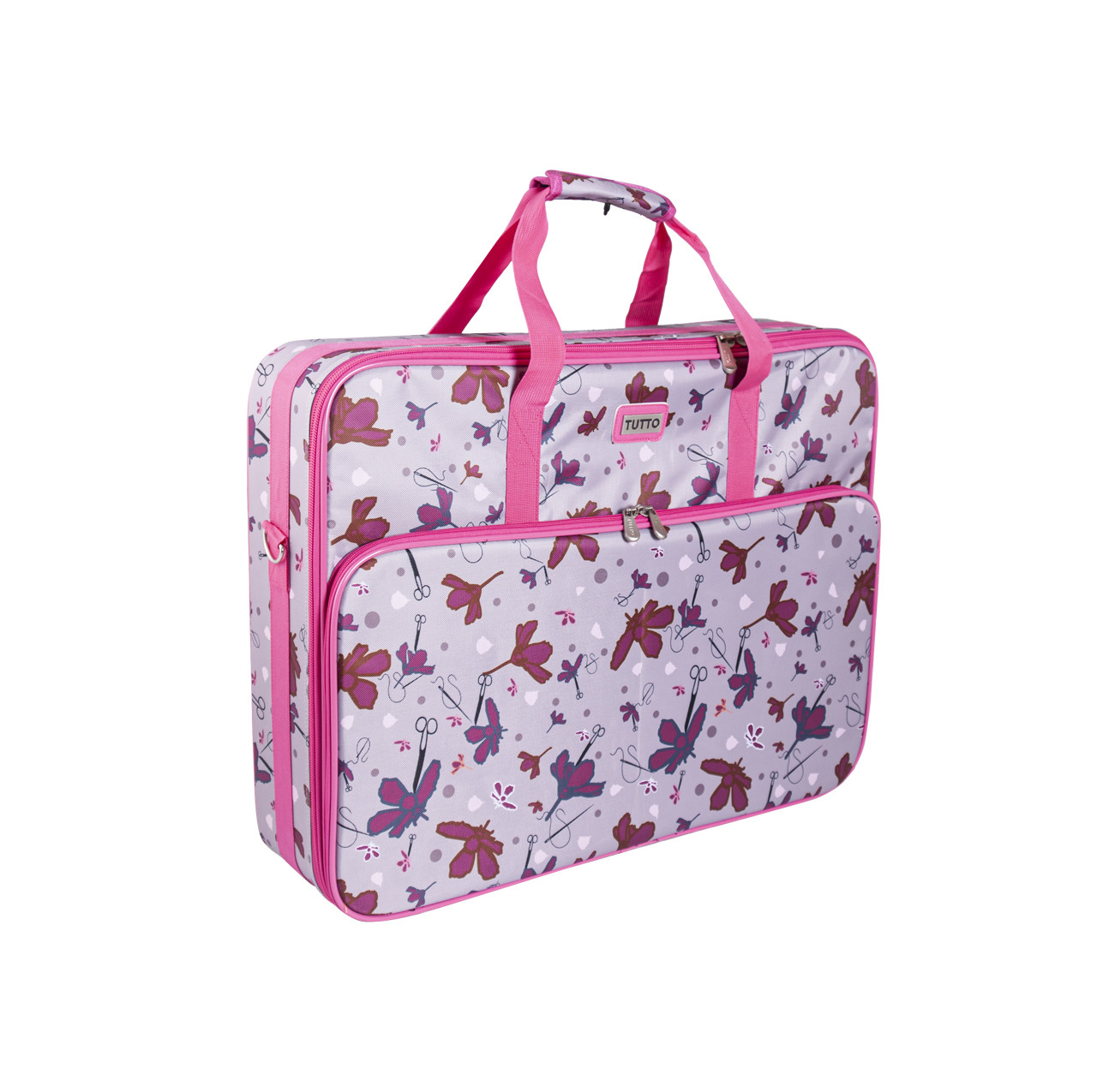 26" Pink Rose Gray w/ Daisies Embroidery Project Bag