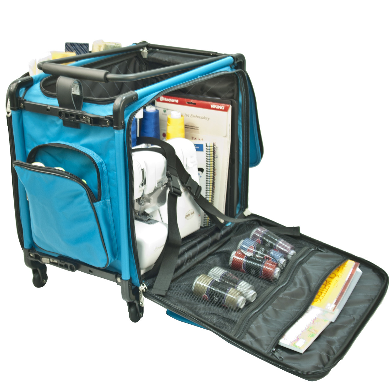 20" Turquoise Serger On Wheels