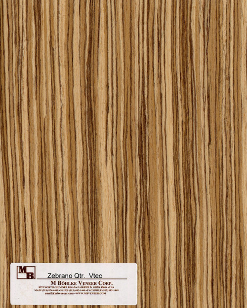 ウスアカネダカラ、 Zebrano | Vtec Veneer | Quartered | Oakwood Veneer Co.