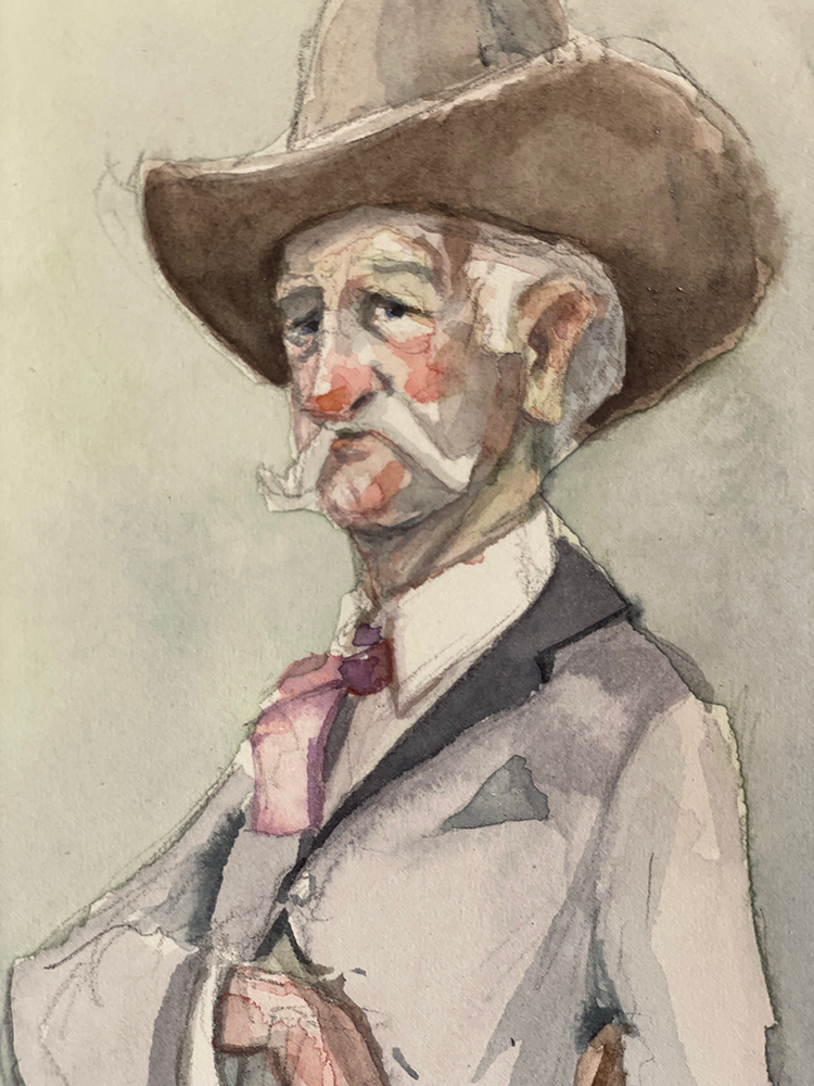 The Gunslinger / Framed Original Watercolor