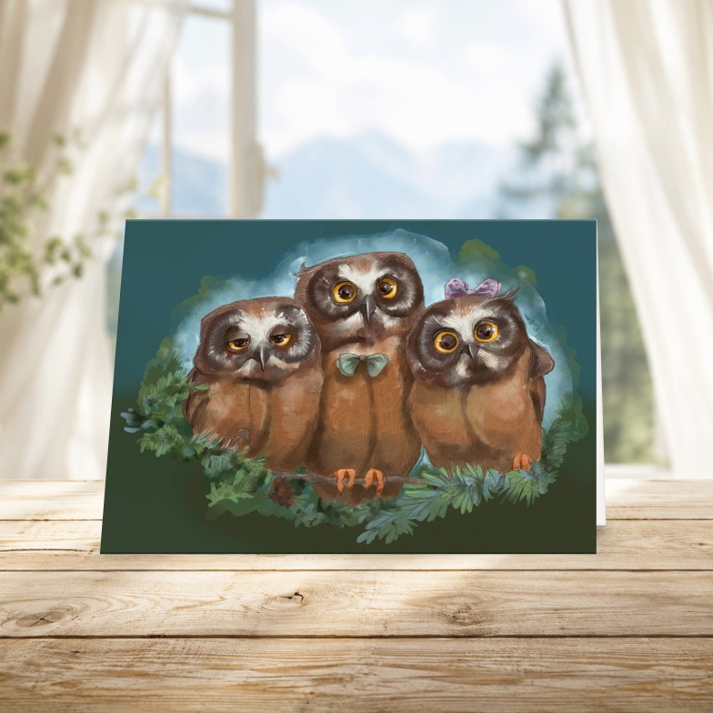 Family of Owls | Greeting Card