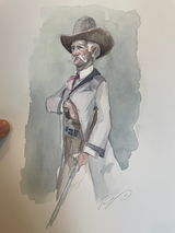 The Gunslinger / Framed Original Watercolor