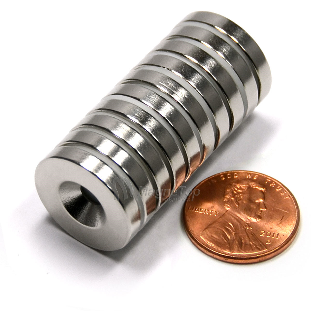 19.1mm x 3.2mm-N42-M5 Countersink on One Side | Neodymium Round Countersunk