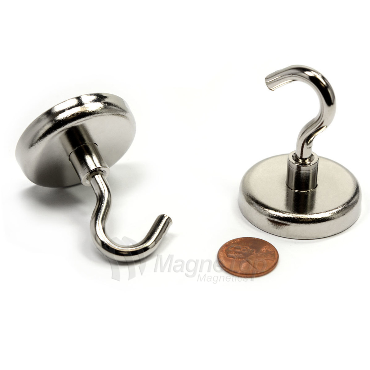 Magnetic Hooks 50kg Holding Force Silver or Black Neodymium