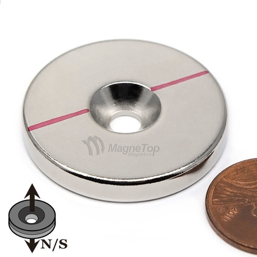32mm x 5mm-N45-M5 Countersink on One Side | Neodymium Round Countersunk