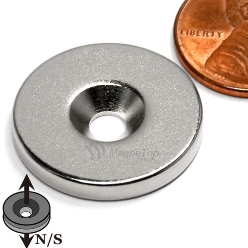 22.2mm x 3.2mm-N42-M5 Countersink on One Side | Neodymium Round Countersunk