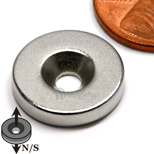 15.9mm x 3.2mm-N52-M4 Countersink on One Side | Neodymium Round Countersunk