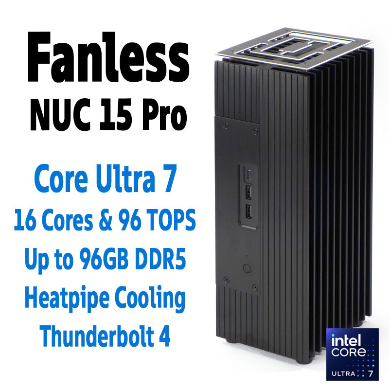 Fanless ASUS NUC 15 Pro, Core Ultra 7 255H, Turing Aluminium Case