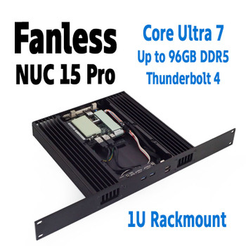 1U Rackmount Fanless NUC 15 Pro, Core Ultra 7, 16-Core, 96 Ai TOPS, up to 96GB DDR5, Thunderbolt 4, PCIe 5.0 SSD [Plato-Ultra7-255H]
