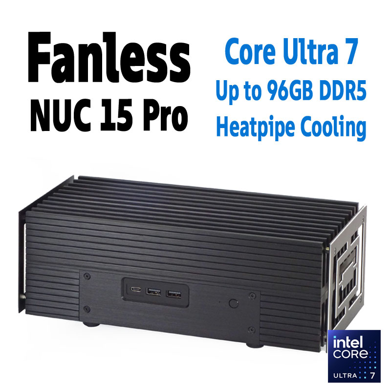 Fanless ASUS NUC 15 Pro, Core Ultra 7 255H, Turing Aluminium Case