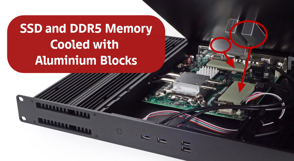 DDR5 and SSD cooled with aluminium blocks