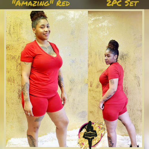 "Amazing" 2 Piece Biker (Red)