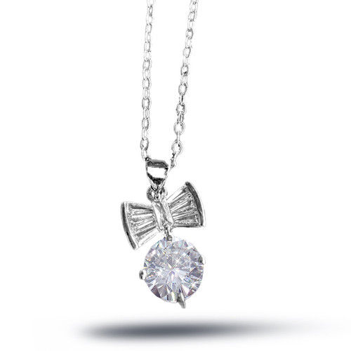 Belgian artificially cultivated diamond 2 ladder diamond bow diamond pendant necklace 1 piece Belgian artificially cultivated diamond 2 ladder diamond bow diamond pendant necklace 1 piece