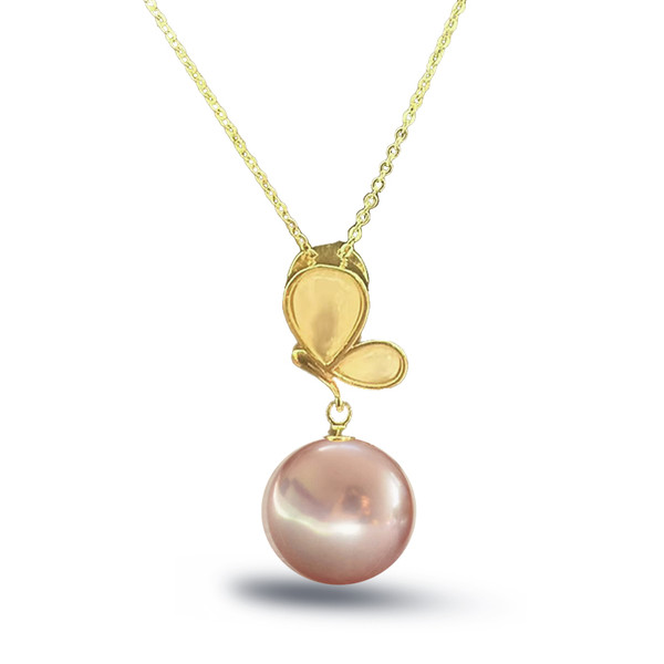 1 piece of light purple pearl butterfly necklace