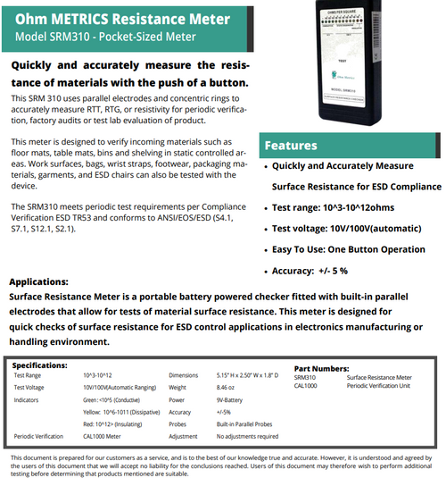 SRM 10V/100V, Pocket Size Data Sheet
