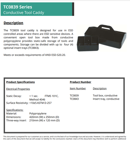 Tool Carrier, Conductive Data Sheet