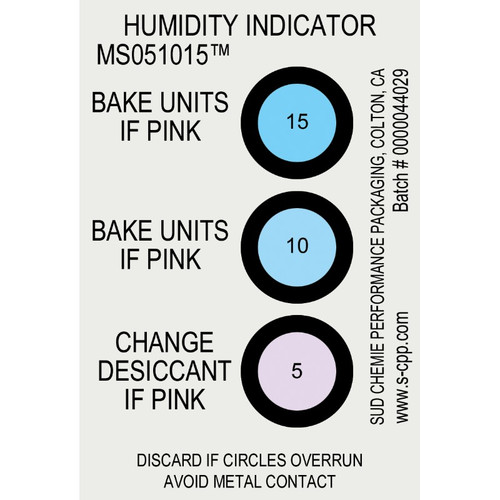 Humidity Indicator Cards, Moisture Sensitive