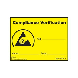 Reusable Compliance Verification Label 1.5 Inch by 2 Inch - 1000 Per Roll - 06711 B