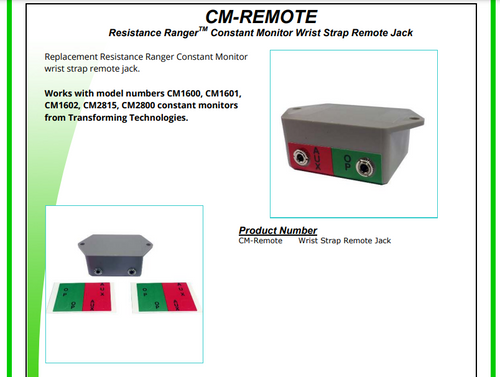 Wrist Strap Remote Replacement Data Sheet